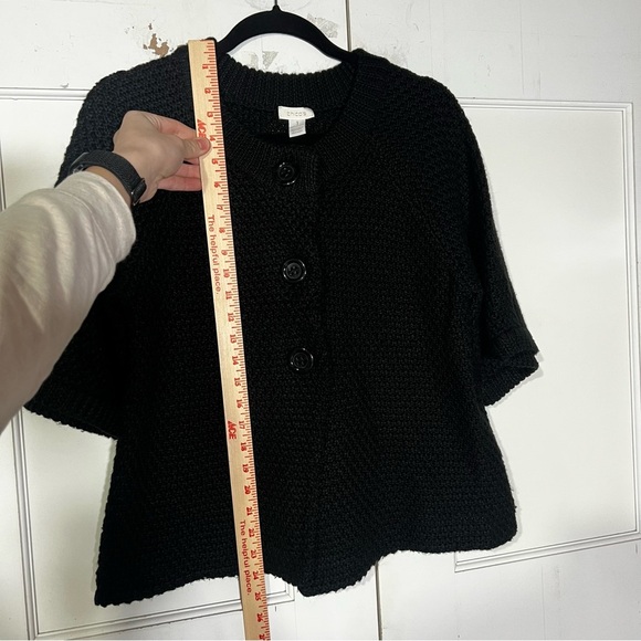 Chico’s Wool Blend Cardigan Knit Black Size 1 / Medium Textured Fall Office - Picture 4 of 9